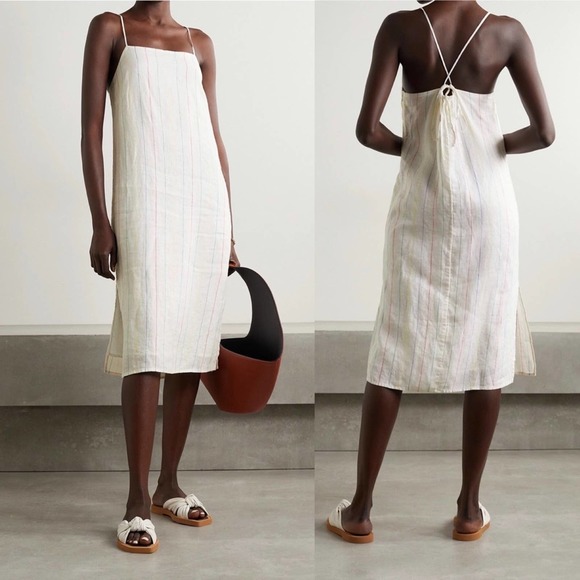 Alex Mill Dresses & Skirts - ALEX MILL White Rose Striped Linen Midi Dress NWT Large